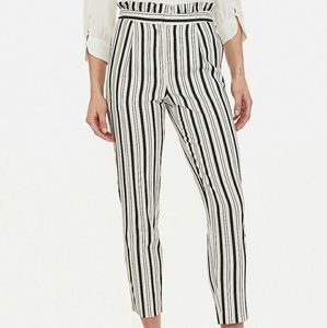 Express high waist stripe ruffle waist ankle pants